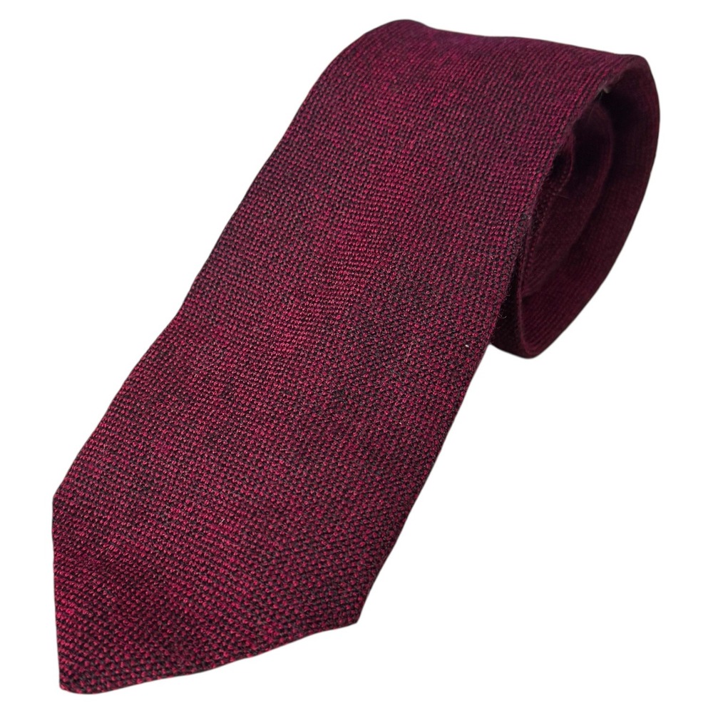 Vatina Hand Woven Pure Virgin Wool Burgundy Duck Necktie vintage - Picture 2 of 3